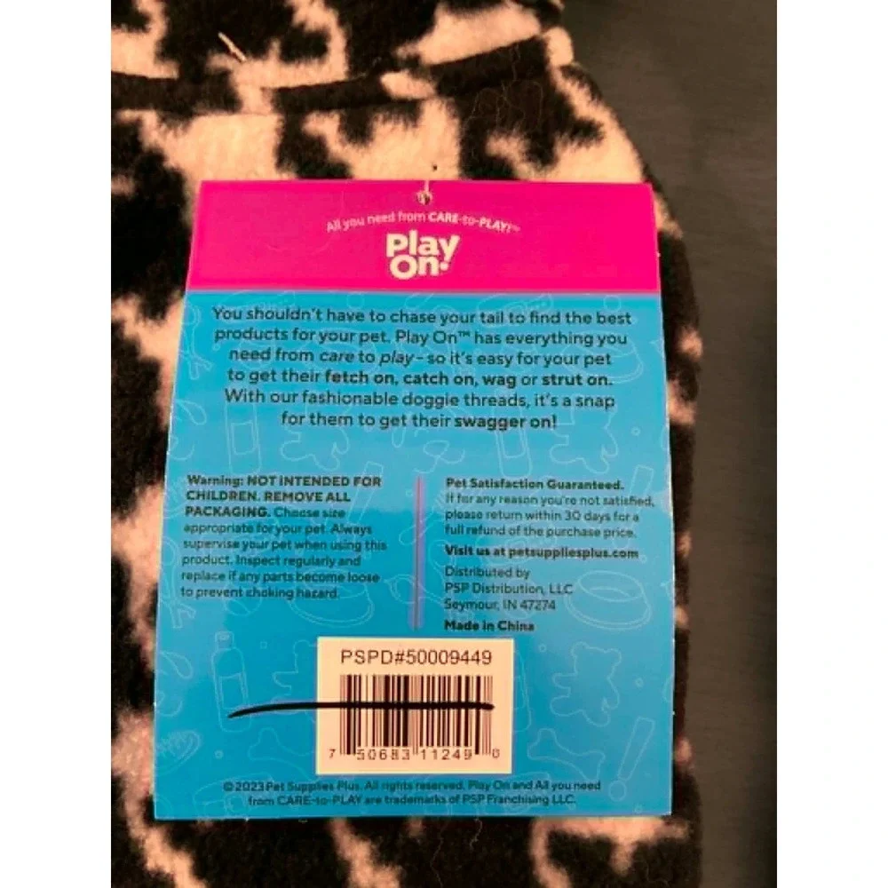 Play On Woofwear Dog Fleece XS Black White NEW Houndstooth Set of 2